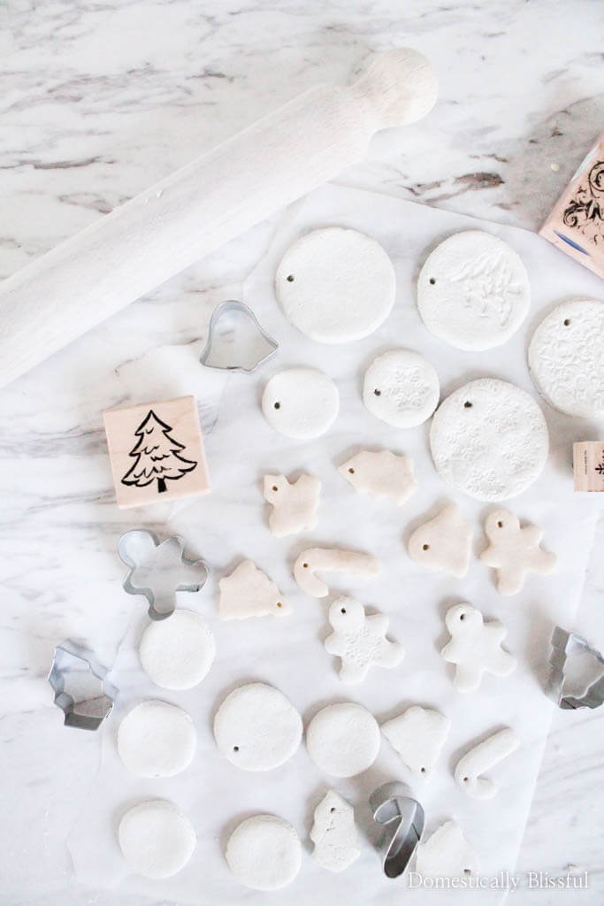 modern white Christmas ornaments from dough